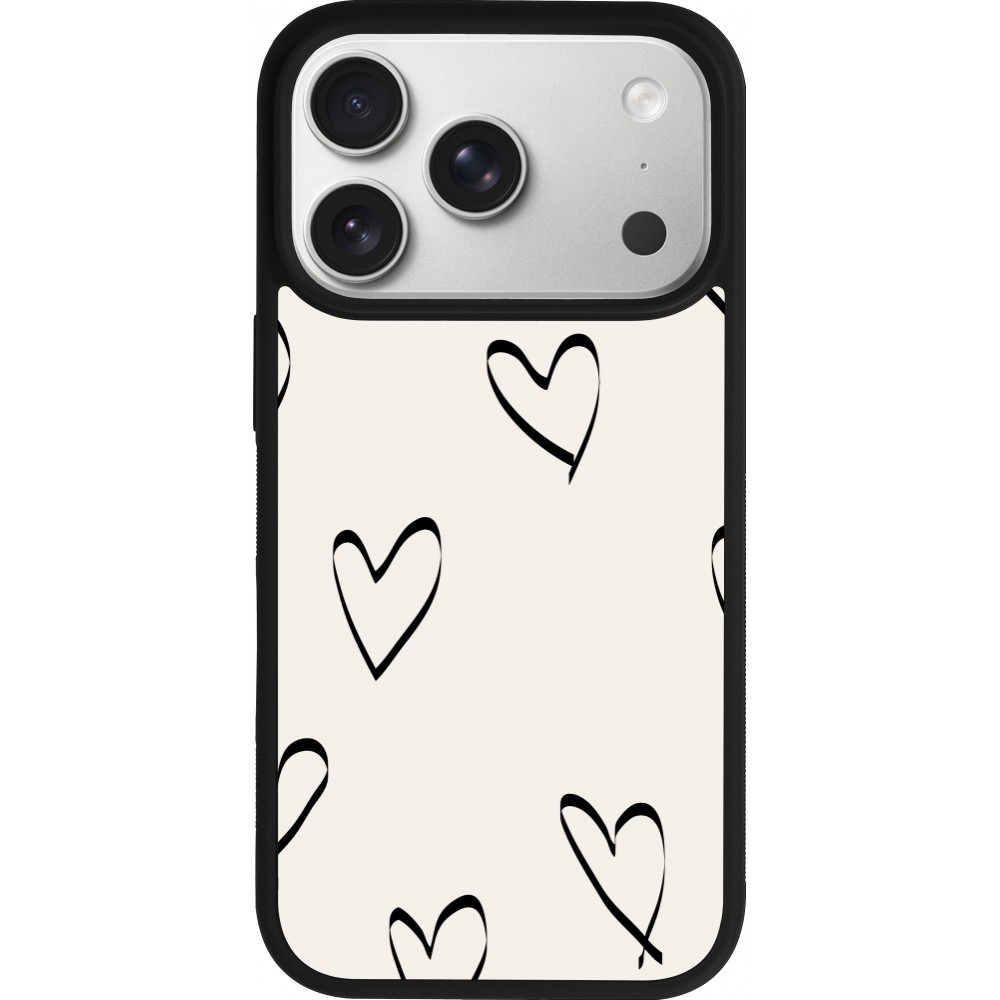 iPhone 17 Pro Case Hülle - Silikon schwarz Valentine 2023 minimalist hearts