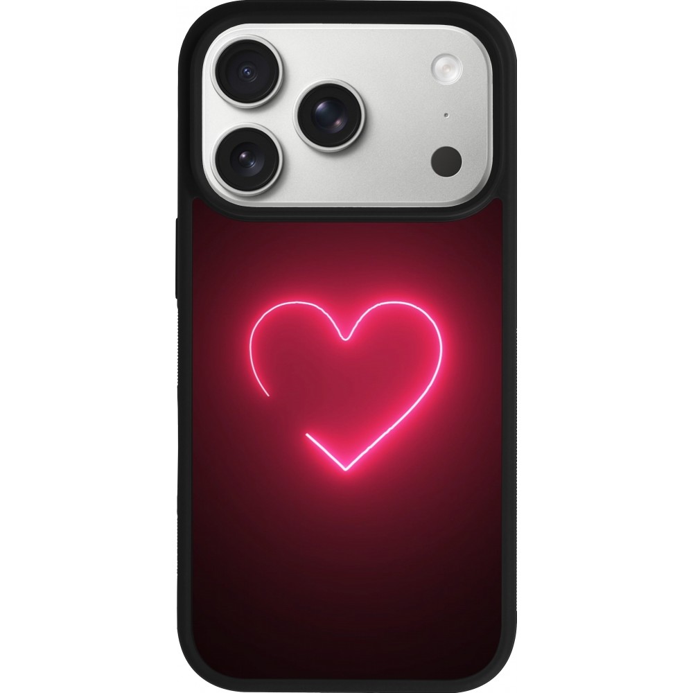 iPhone 17 Pro Case Hülle - Silikon schwarz Valentine 2023 single neon heart