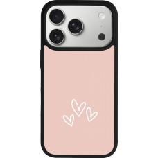 Coque iPhone 17 Pro - Silicone rigide noir Valentine 2023 three minimalist hearts