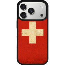 iPhone 17 Pro Case Hülle - Silikon schwarz Vintage Flag SWISS