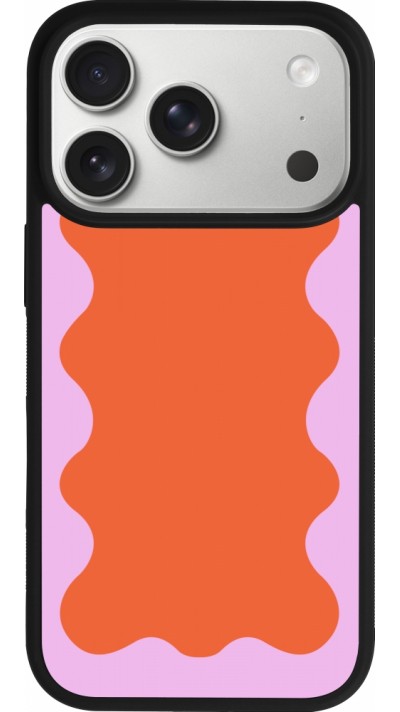 iPhone 17 Pro Case Hülle - Silikon schwarz Wavy Rectangle Orange Pink