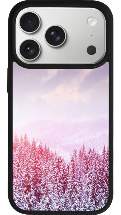 iPhone 17 Pro Case Hülle - Silikon schwarz Winter 22 Pink Forest