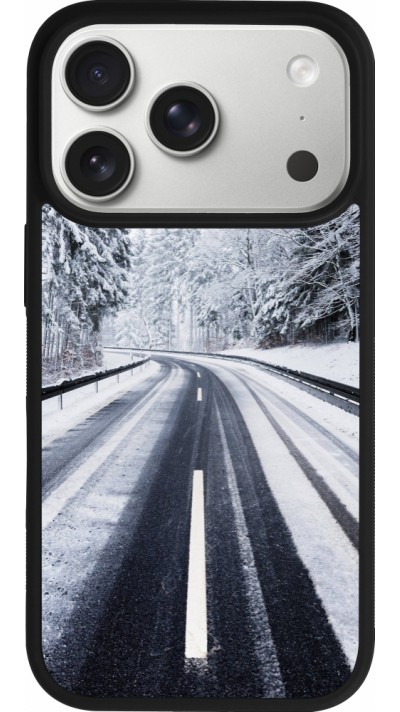 iPhone 17 Pro Case Hülle - Silikon schwarz Winter 22 Snowy Road