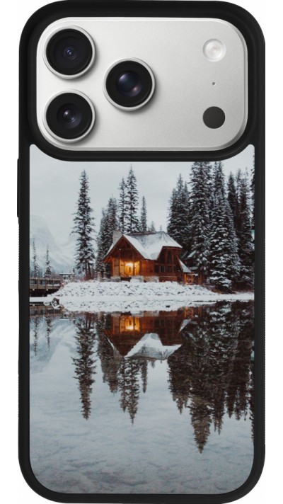 iPhone 17 Pro Case Hülle - Silikon schwarz Winter 25 Winter house forest afternoon