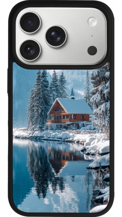 iPhone 17 Pro Case Hülle - Silikon schwarz Winter 25 Winter house forest day