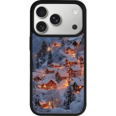 Coque iPhone 17 Pro - Silicone rigide noir Winter 25 Winter snowy village