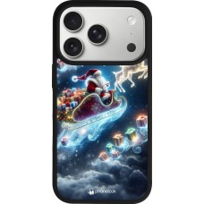 Coque iPhone 17 Pro - Silicone rigide noir Noël 2023 Père Noël enchanté