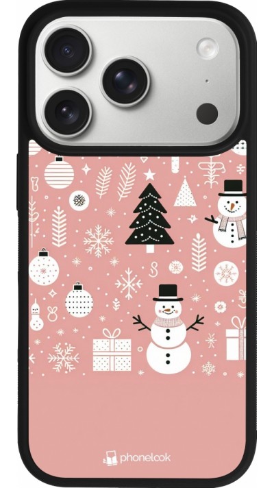 iPhone 17 Pro Case Hülle - Silikon schwarz Weihnachten 2024 Rose Schneemann Weihnachten