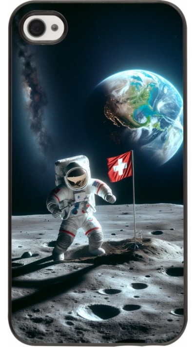 Coque iPhone 4/4s - Astro Suisse sur lune