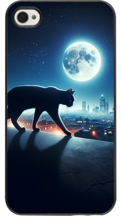 Coque iPhone 4/4s - Chat noir sous la pleine lune