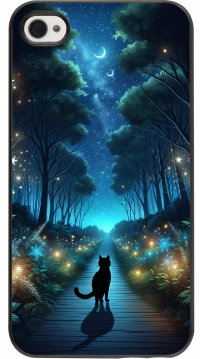 Coque iPhone 4/4s - Chat noir promenade