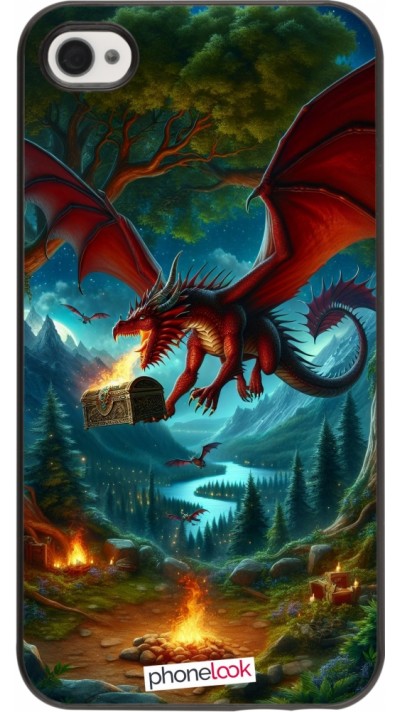 iPhone 4/4s Case Hülle - Drache Fliegend Wald Schatz