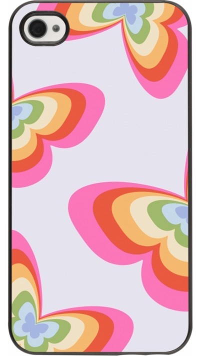 Coque iPhone 4/4s - Easter 2024 rainbow butterflies