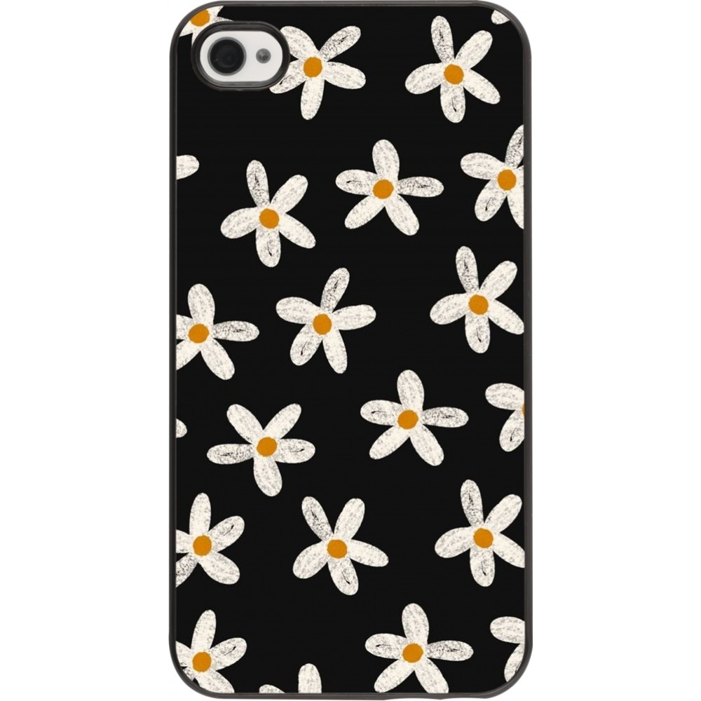 Coque iPhone 4/4s - Easter 2024 white on black flower