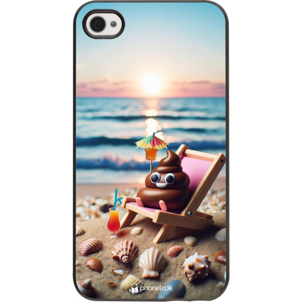 Coque iPhone 4/4s - Emoji caca sur chaise longue
