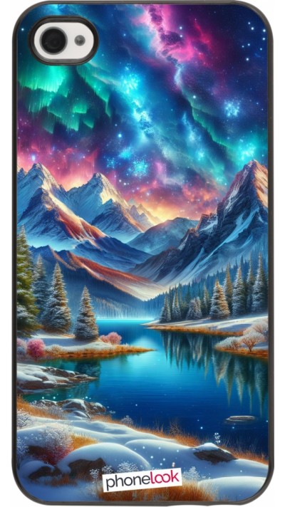 Coque iPhone 4/4s - Fantasy Mountain Lake Sky Stars