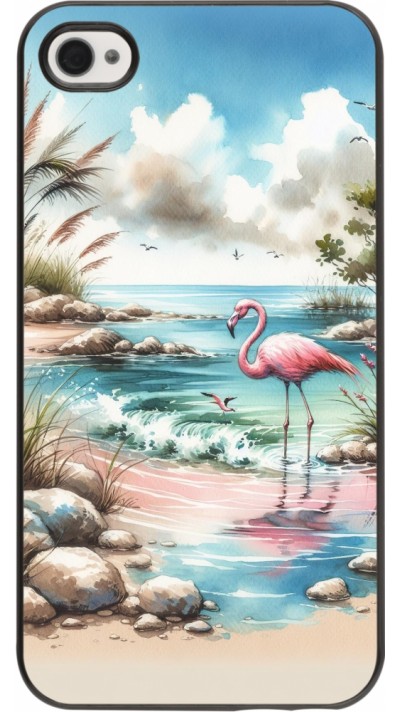 Coque iPhone 4/4s - Flamant rose aquarelle