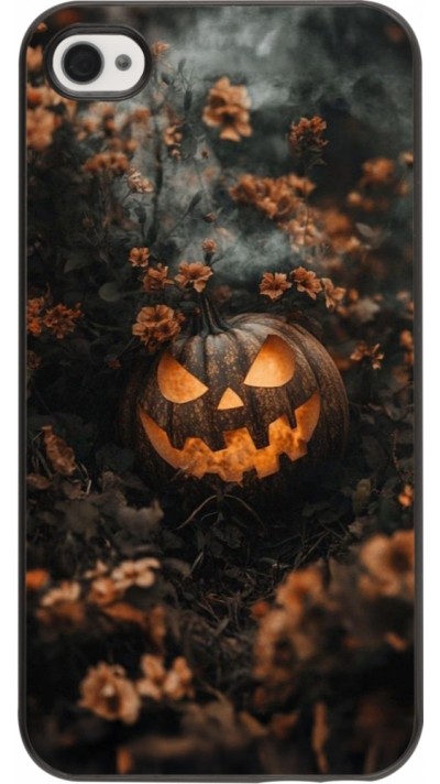 Coque iPhone 4/4s - Halloween 2025 Pumpkin with flowers