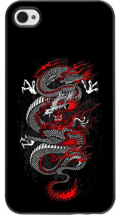 Coque iPhone 4/4s - Japanese style Dragon Tattoo Red Black