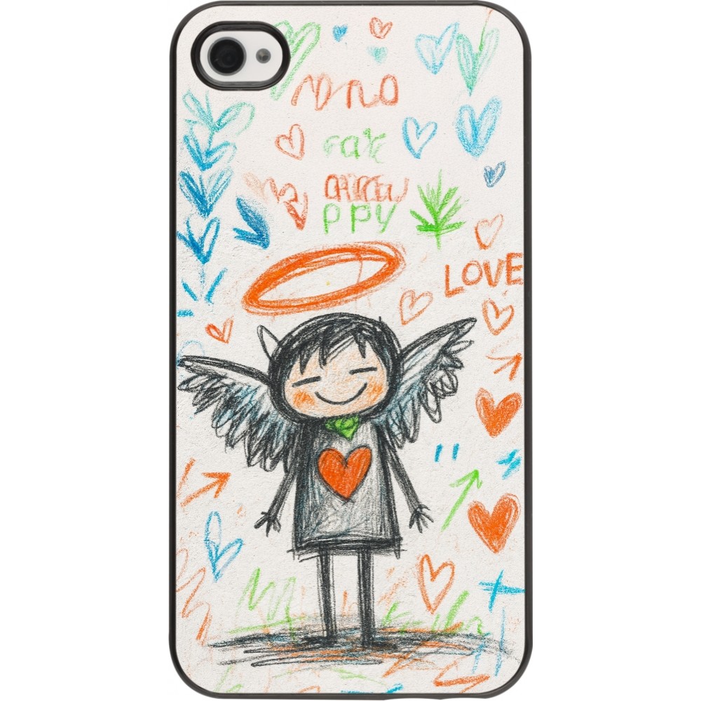 Coque iPhone 4/4s - Little Angel Sketch Love