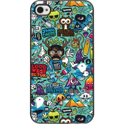Coque iPhone 4/4s - Mixed Cartoons Turquoise