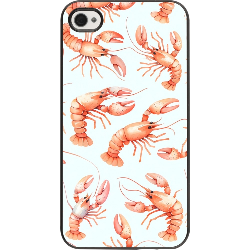 iPhone 4/4s Case Hülle - Muster von pastellfarbenen Hummern