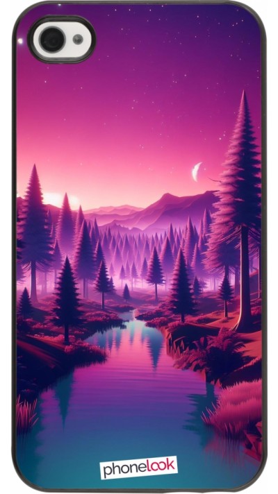 Coque iPhone 4/4s - Paysage Violet-Rose