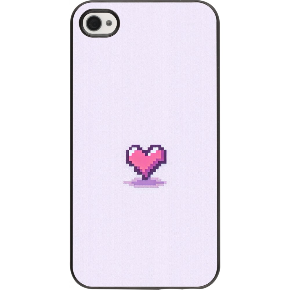 Coque iPhone 4/4s - Pixel Coeur Violet Clair