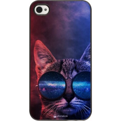 Coque iPhone 4/4s - Red Blue Cat Glasses