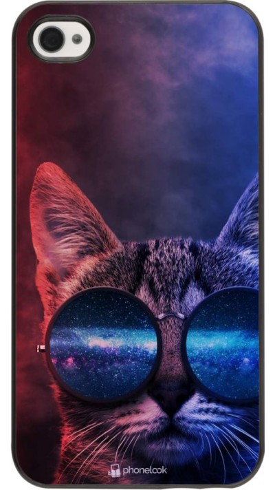 Hülle iPhone 4/4s - Red Blue Cat Glasses