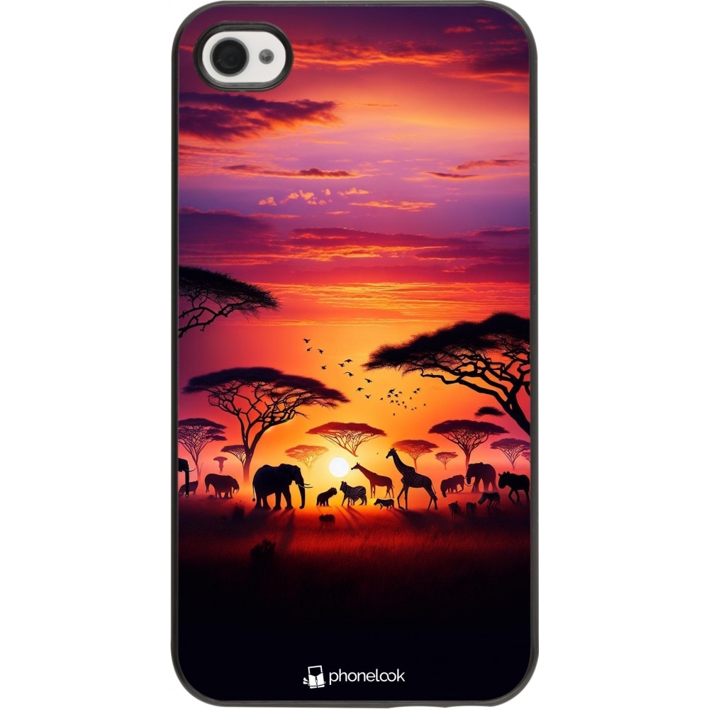 iPhone 4/4s Case Hülle - Safari Sonnenuntergang Wildtiere