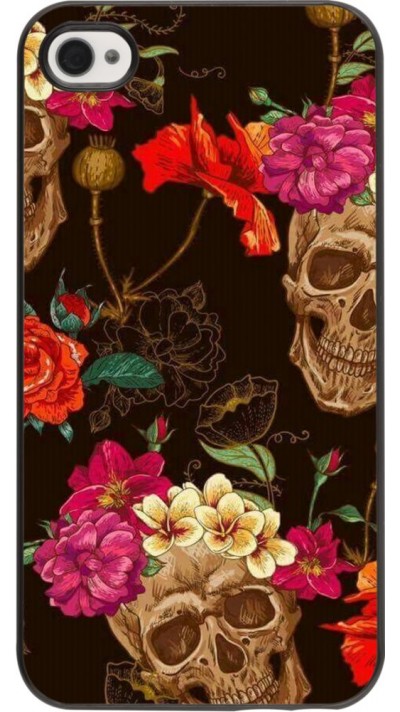 Coque iPhone 4/4s - Skulls and flowers