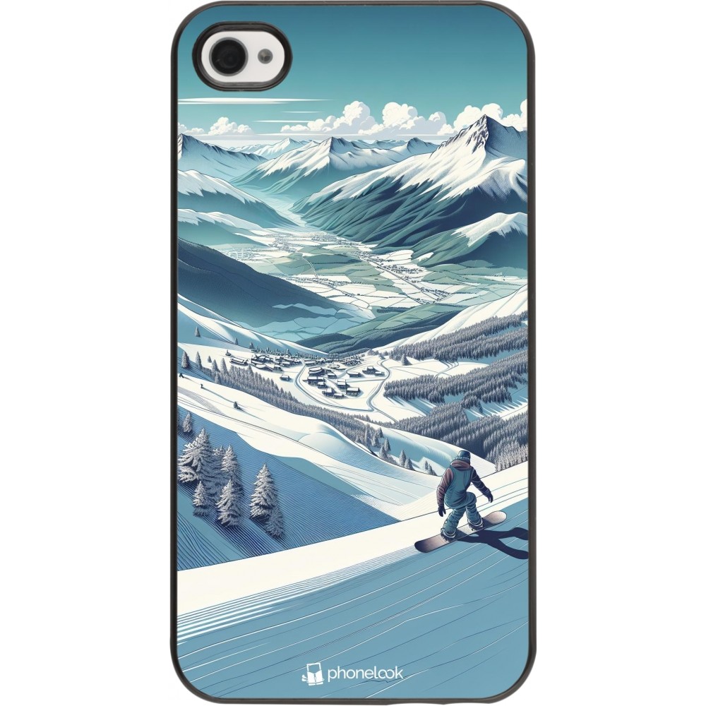 Coque iPhone 4/4s - Snowboarder Montagne