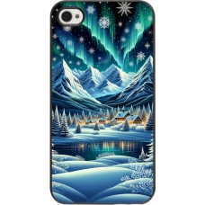 Coque iPhone 4/4s - Snowy Mountain Village Lake night