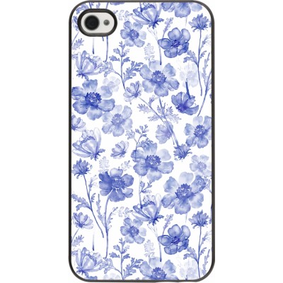 Coque iPhone 4/4s - Spring 23 watercolor blue flowers