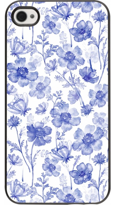 Coque iPhone 4/4s - Spring 23 watercolor blue flowers