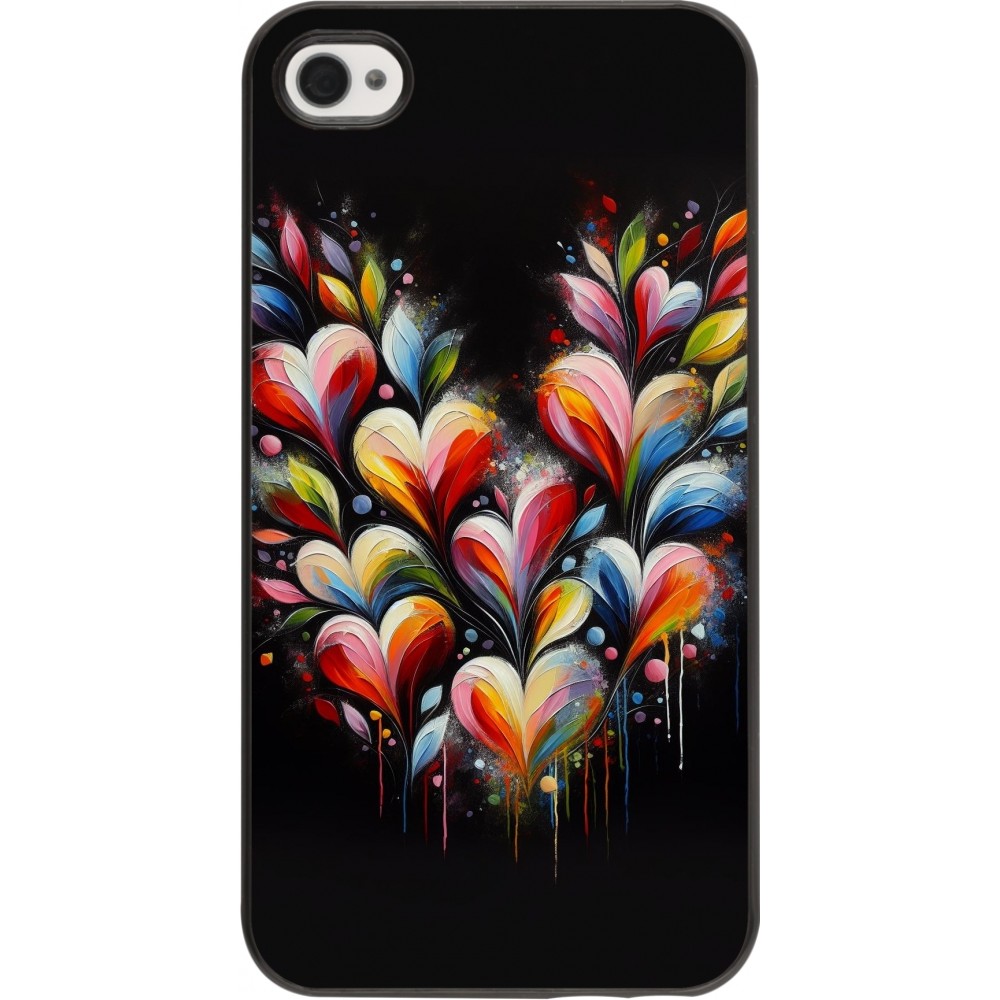 Coque iPhone 4/4s - Valentine 2024 Coeur Noir Abstrait