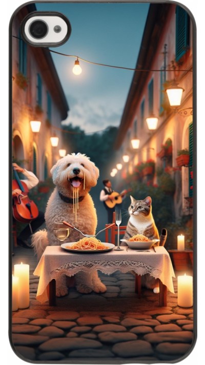 Coque iPhone 4/4s - Valentine 2024 Dog & Cat Candlelight