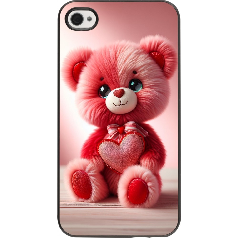 iPhone 4/4s Case Hülle - Valentin 2024 Rosaroter Teddybär