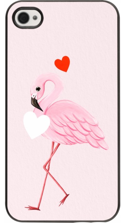 Coque iPhone 4/4s - Valentine 2023 flamingo hearts