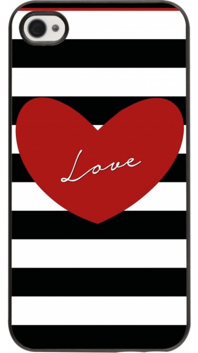 Coque iPhone 4/4s - Valentine 2023 heart black and white lines