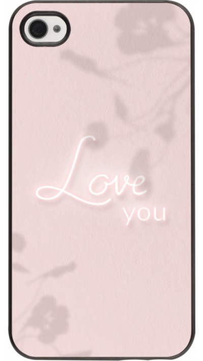 Coque iPhone 4/4s - Valentine 2023 love you neon flowers shadows
