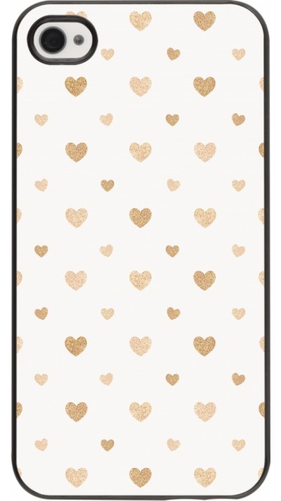 Coque iPhone 4/4s - Valentine 2023 multiple gold hearts