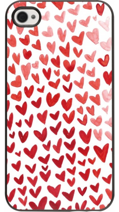 Coque iPhone 4/4s - Valentine 2023 multiple red hearts