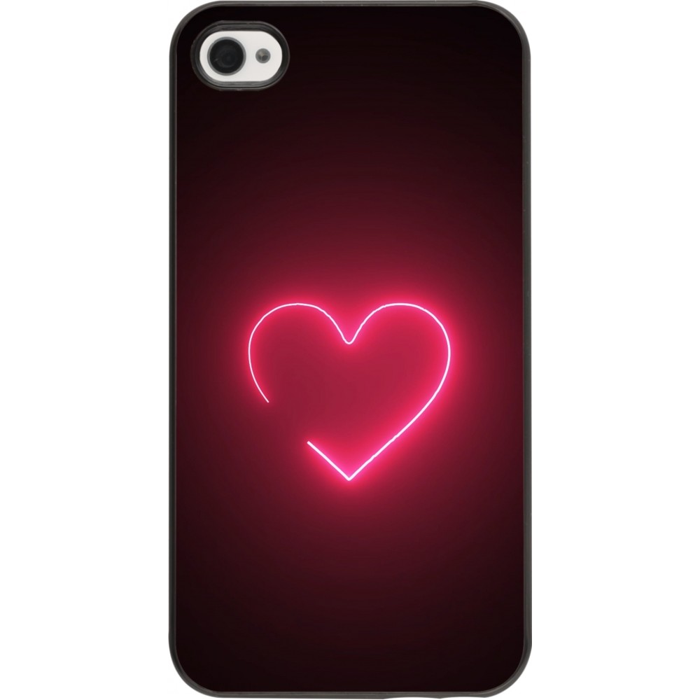 Coque iPhone 4/4s - Valentine 2023 single neon heart