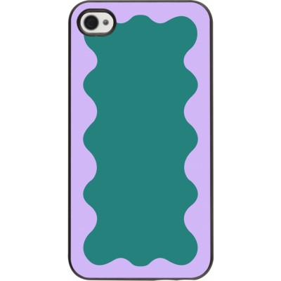 Coque iPhone 4/4s - Wavy Rectangle Green Purple