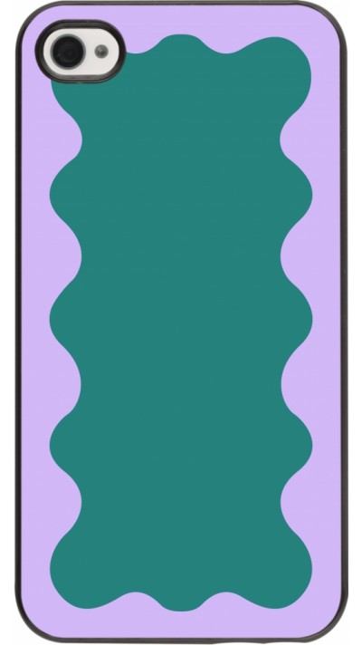 Coque iPhone 4/4s - Wavy Rectangle Green Purple