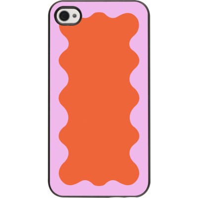 Coque iPhone 4/4s - Wavy Rectangle Orange Pink