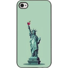 Coque iPhone 4/4s - Wine Statue de la liberté avec un verre de vin