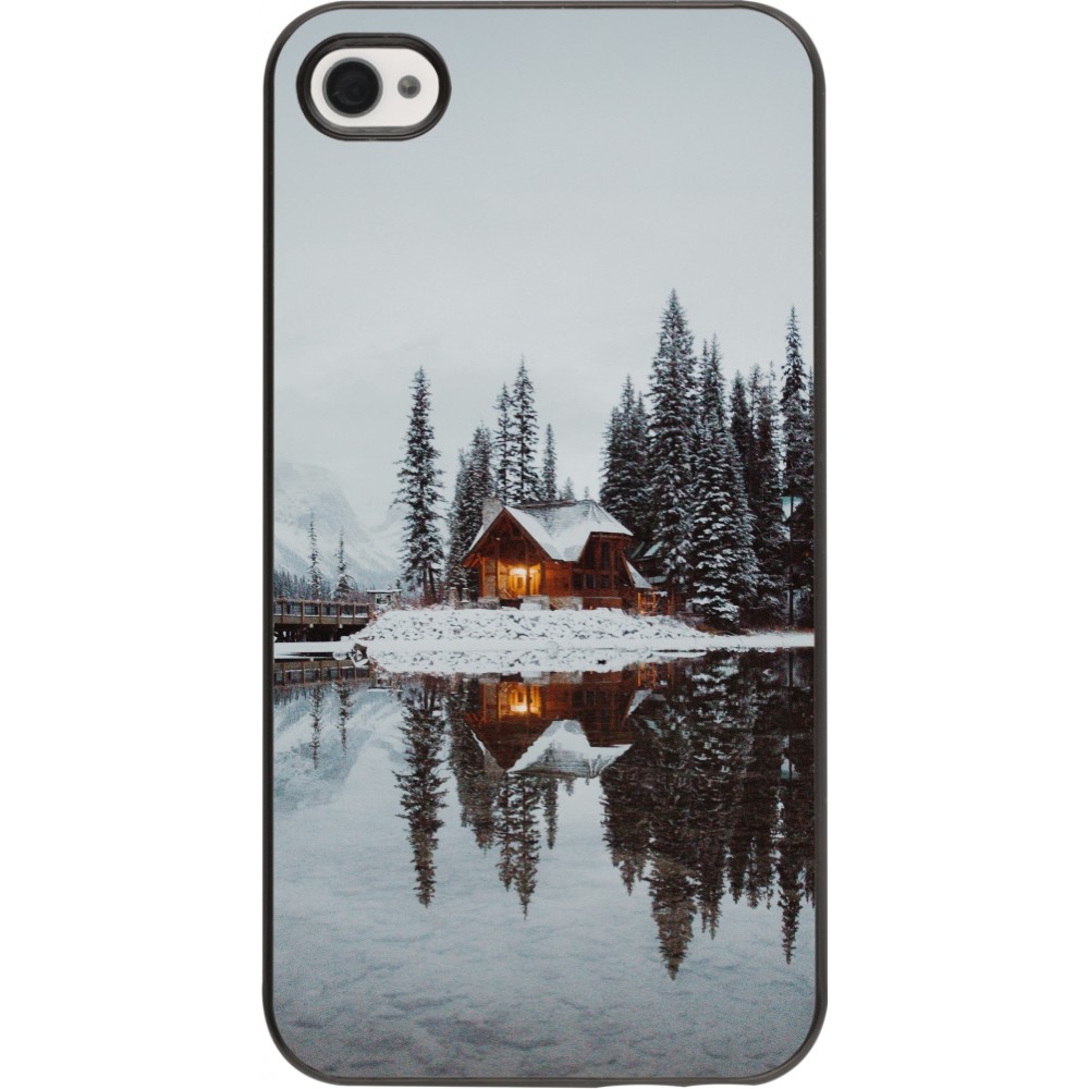Coque iPhone 4/4s - Winter 25 Winter house forest afternoon